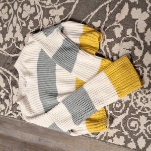 Stripes blue white and yellow sweater